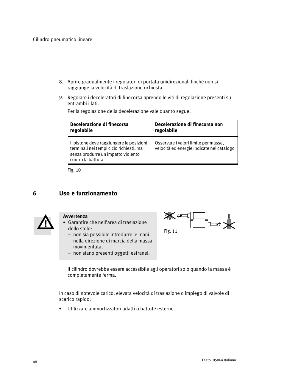 6 uso e funzionamento, 6uso e funzionamento | Festo Стандартные цилиндры DNC-V с распределителем User Manual | Page 48 / 64