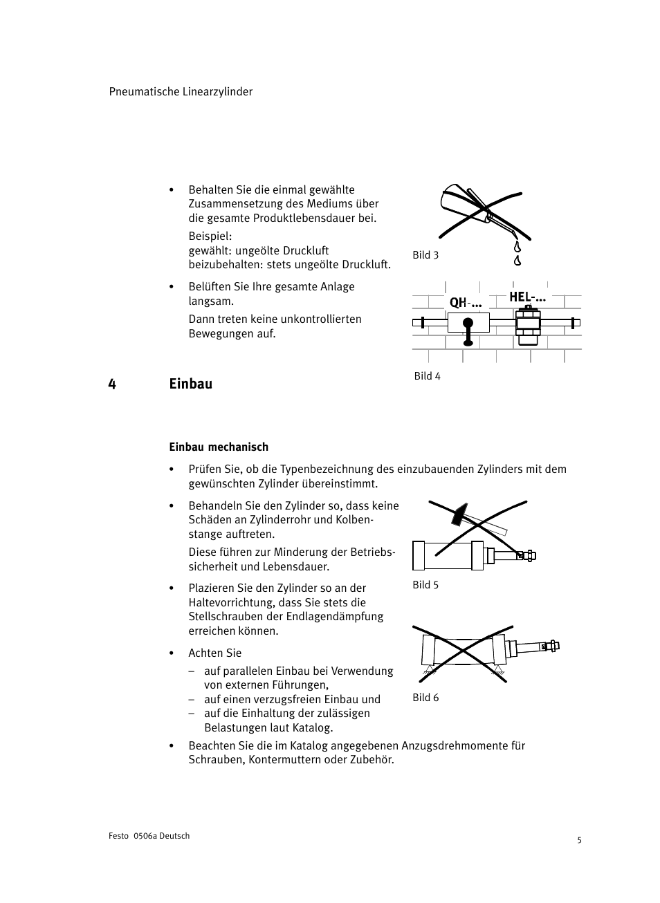4 einbau, Einbau mechanisch, 4einbau | Festo Стандартные цилиндры DNC-V с распределителем User Manual | Page 5 / 64