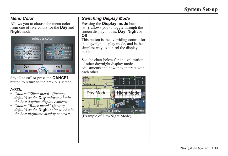 System set-up | Acura 2008 RDX 31STK810 User Manual | Page 104 / 161