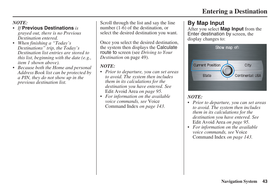 Entering a destination | Acura 2008 RDX 31STK810 User Manual | Page 44 / 161