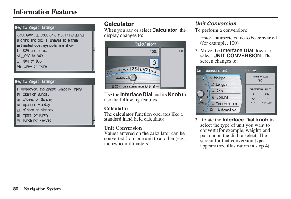 Information features | Acura 2008 RDX 31STK810 User Manual | Page 81 / 161
