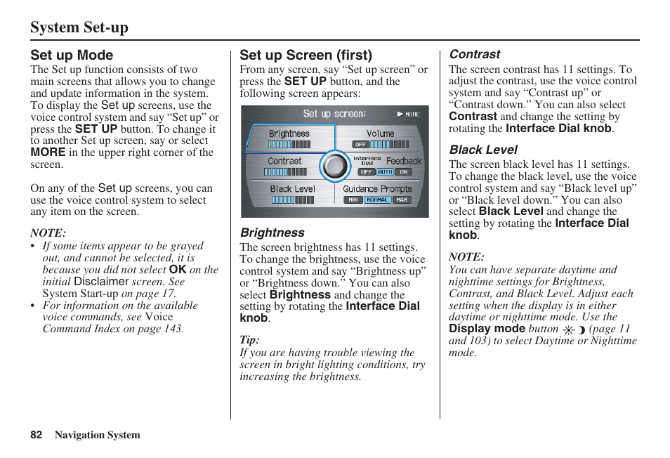 System set-up | Acura 2008 RDX 31STK810 User Manual | Page 83 / 161