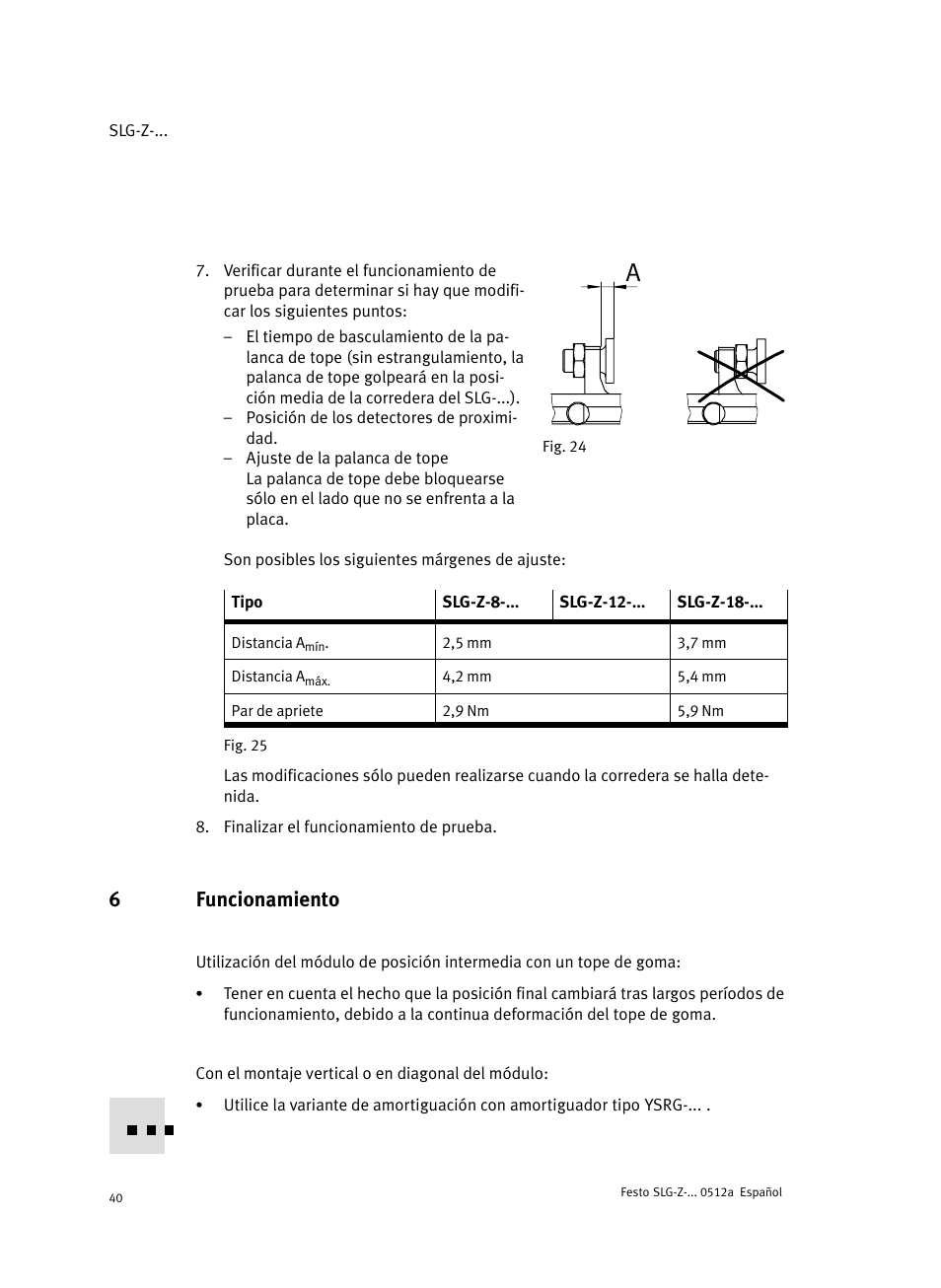 6 funcionamiento, 6funcionamiento | Festo Промежуточная позиция для линейного модуля DGC User Manual | Page 40 / 88