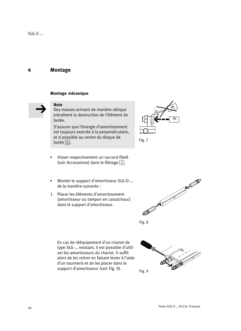 4 montage, Montage mécanique, 4montage | Festo Промежуточная позиция для линейного модуля DGC User Manual | Page 48 / 88