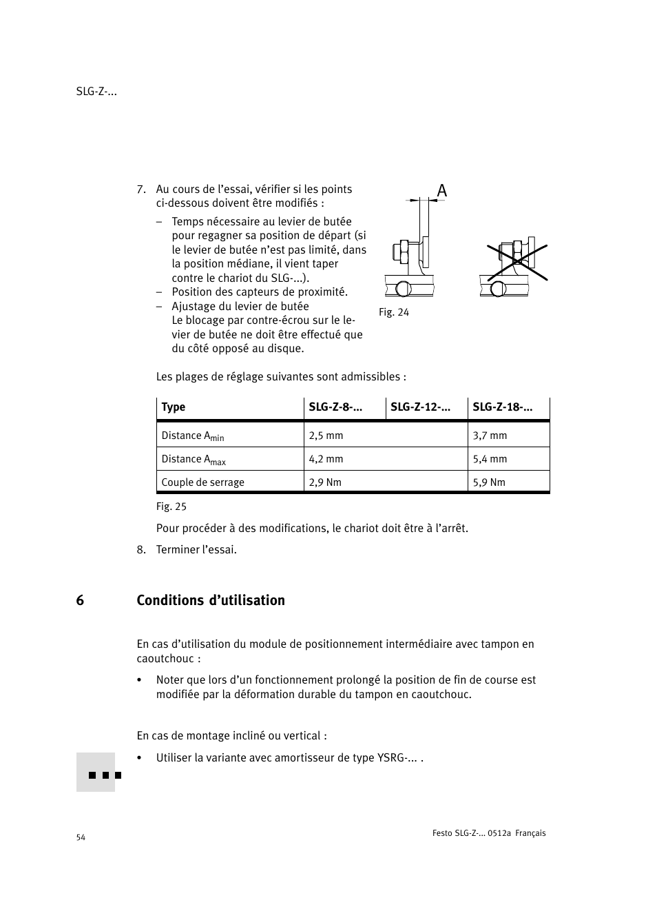 6 conditions d'utilisation, 6conditions d’utilisation | Festo Промежуточная позиция для линейного модуля DGC User Manual | Page 54 / 88