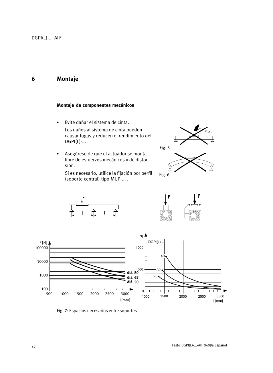 6 montaje, Montaje de componentes mecánicos, 6montaje | Festo Линейный привод с датчиком перемещения DGPIL User Manual | Page 42 / 112
