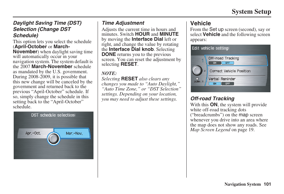 System setup | Acura 2009 RDX 00X31-STK-8200 User Manual | Page 102 / 164