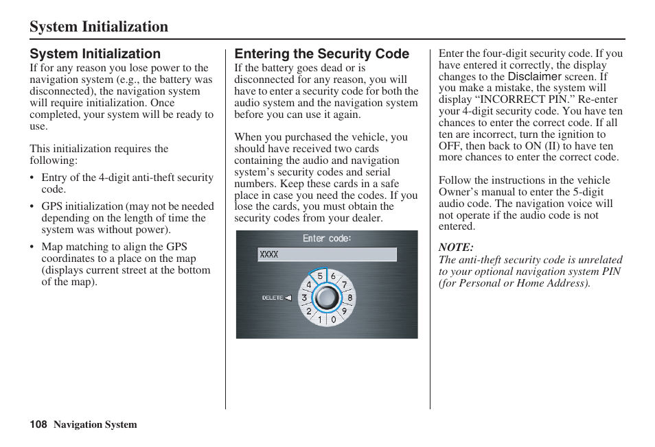 System initialization | Acura 2009 RDX 00X31-STK-8200 User Manual | Page 109 / 164