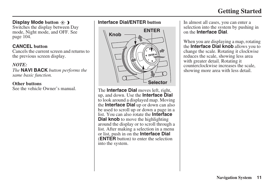 Getting started | Acura 2009 RDX 00X31-STK-8200 User Manual | Page 12 / 164