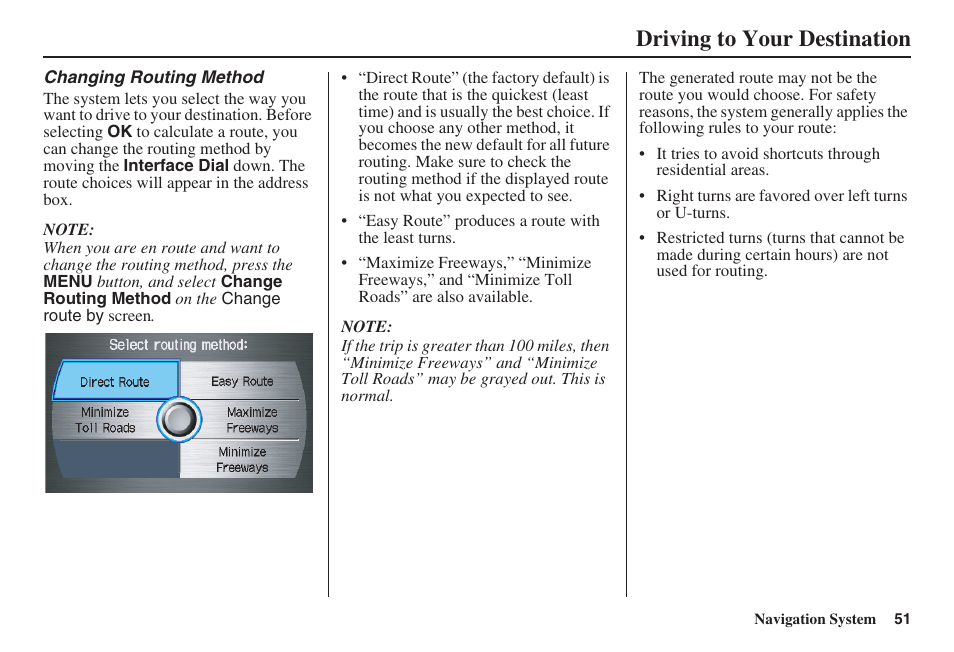 Driving to your destination | Acura 2009 RDX 00X31-STK-8200 User Manual | Page 52 / 164