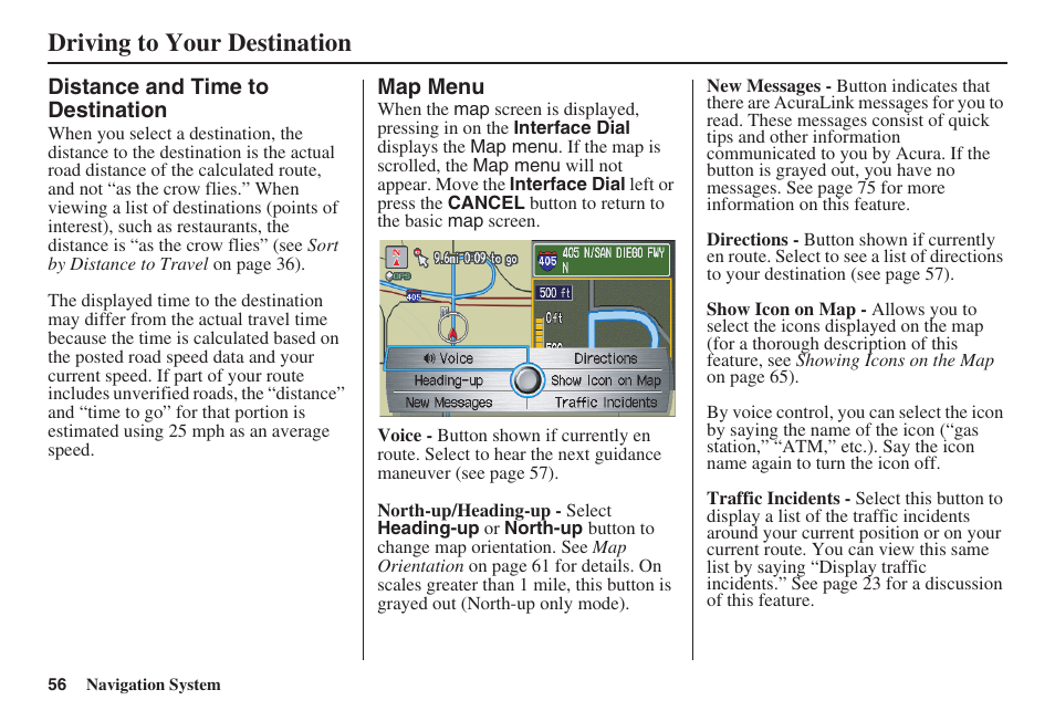Driving to your destination | Acura 2009 RDX 00X31-STK-8200 User Manual | Page 57 / 164