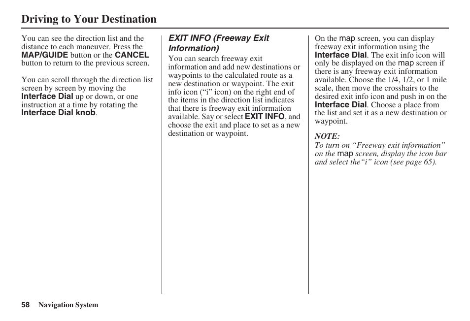 Driving to your destination | Acura 2009 RDX 00X31-STK-8200 User Manual | Page 59 / 164