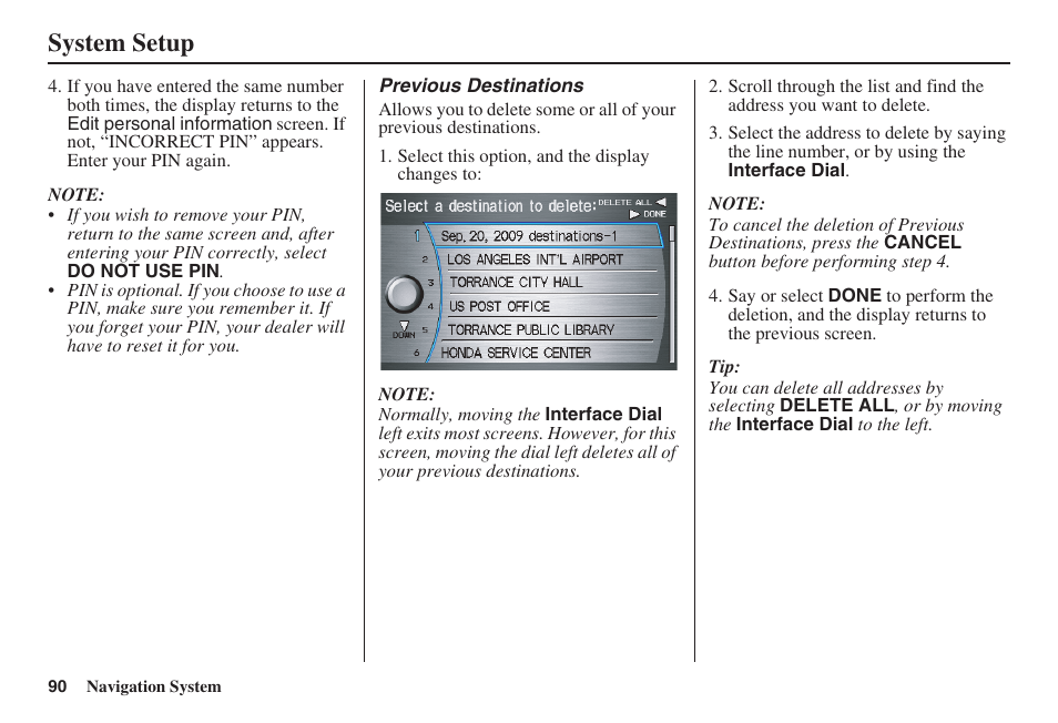 System setup | Acura 2009 RDX 00X31-STK-8200 User Manual | Page 91 / 164