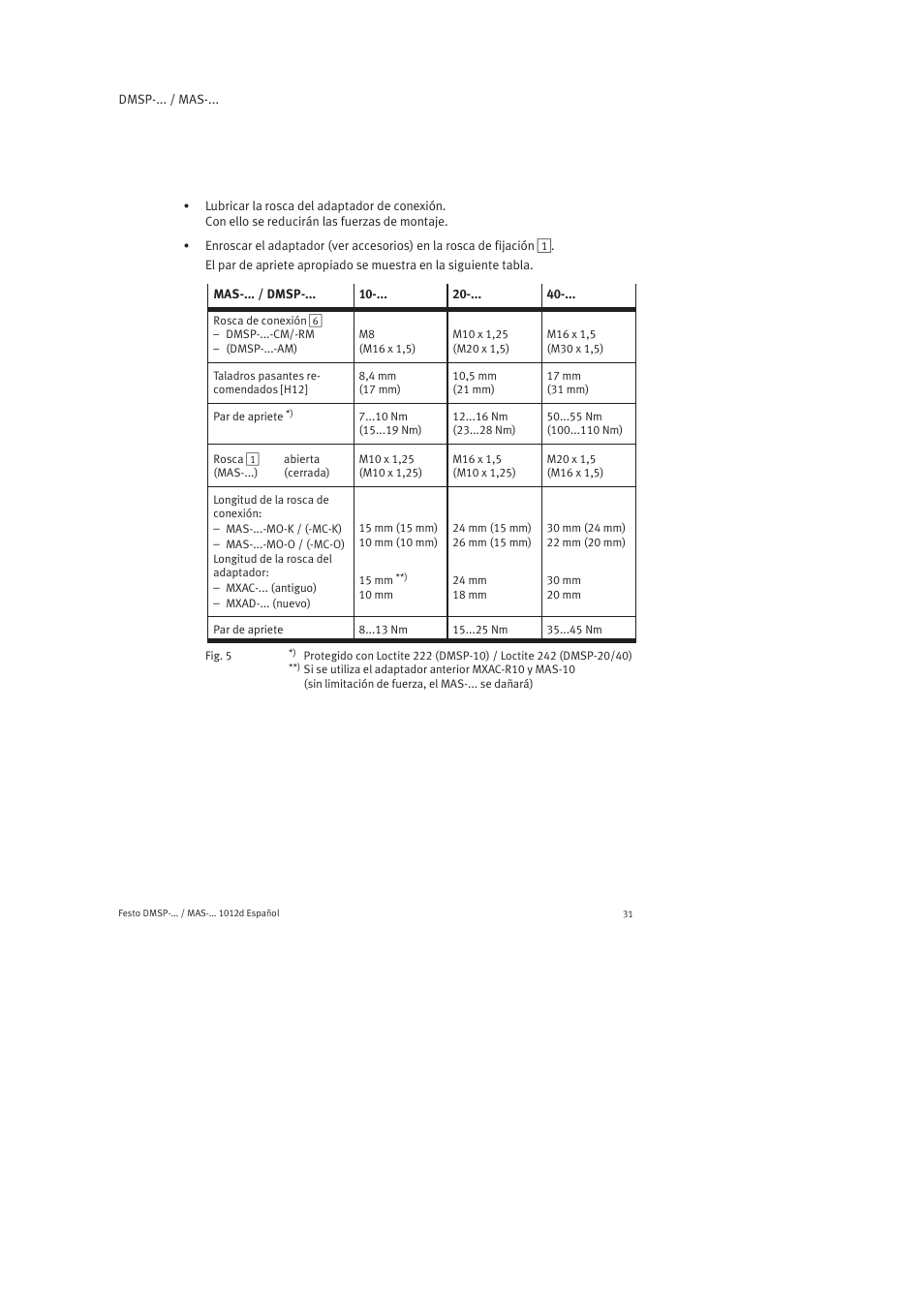Festo Пневматический мускул MAS User Manual | Page 31 / 80