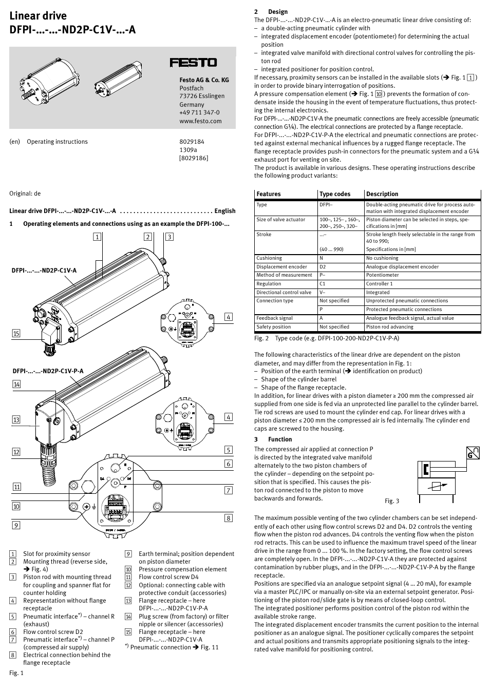 Festo Линейный привод с датчиком перемещения DFPI User Manual | 5 pages