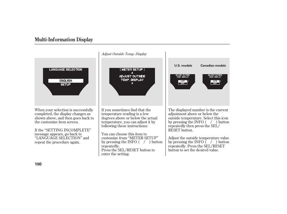Multi-information display | Acura 2009 Accord Sedan User Manual | Page 106 / 650