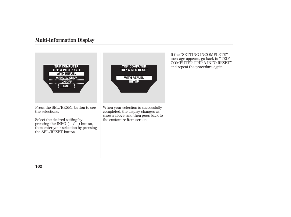 Multi-information display | Acura 2009 Accord Sedan User Manual | Page 108 / 650