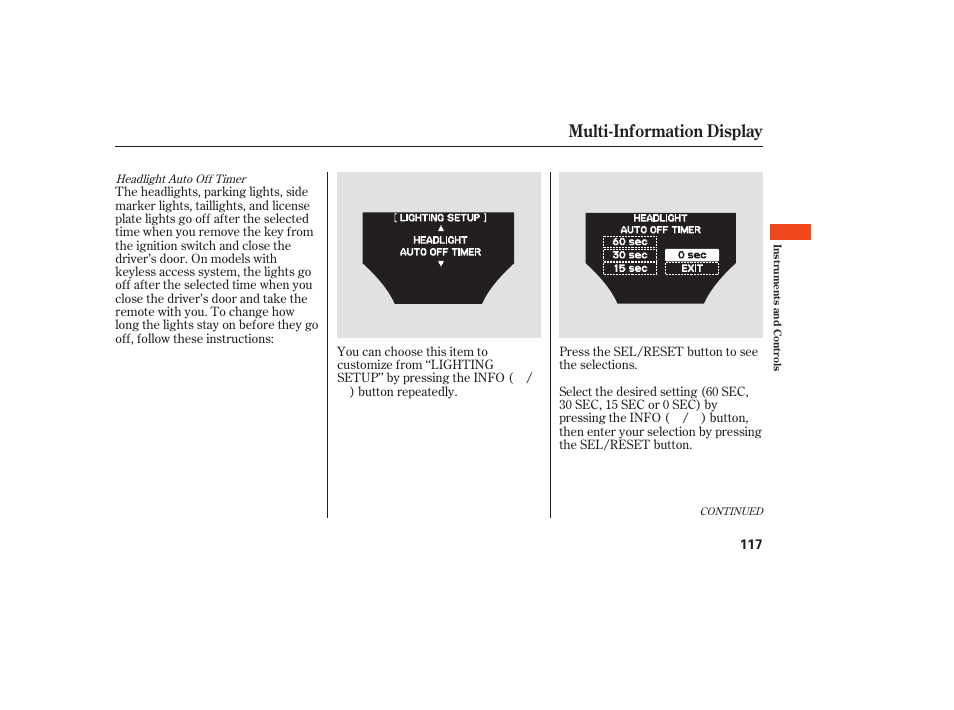 Multi-information display | Acura 2009 Accord Sedan User Manual | Page 123 / 650