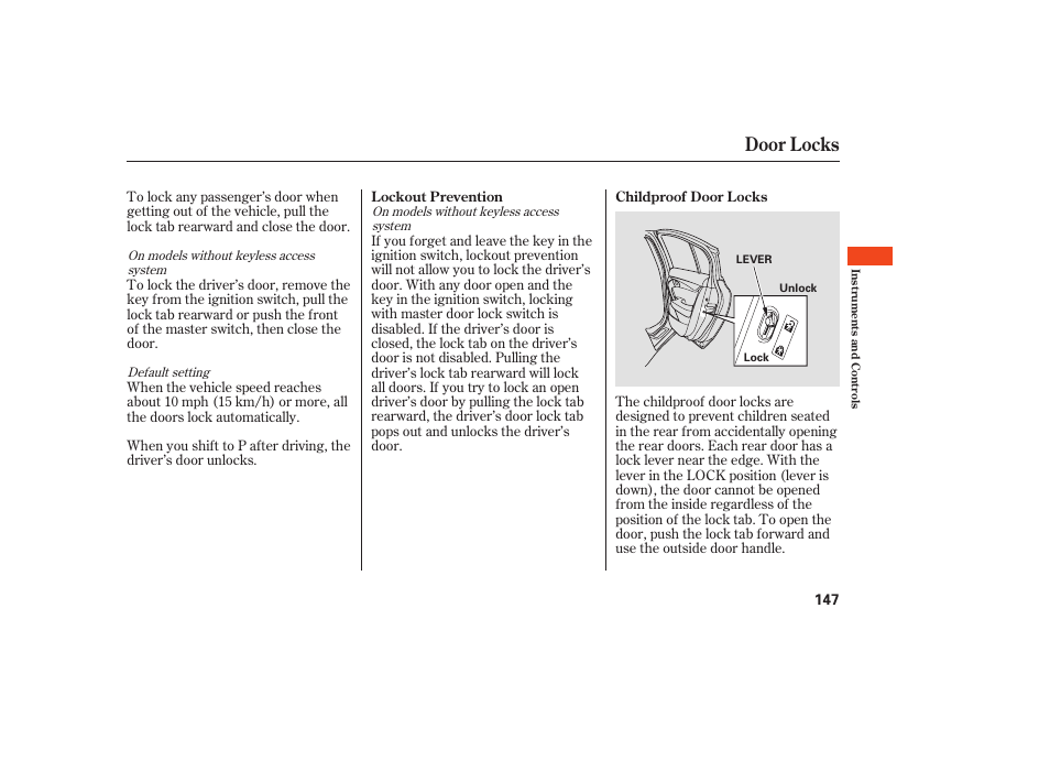 Door locks | Acura 2009 Accord Sedan User Manual | Page 153 / 650