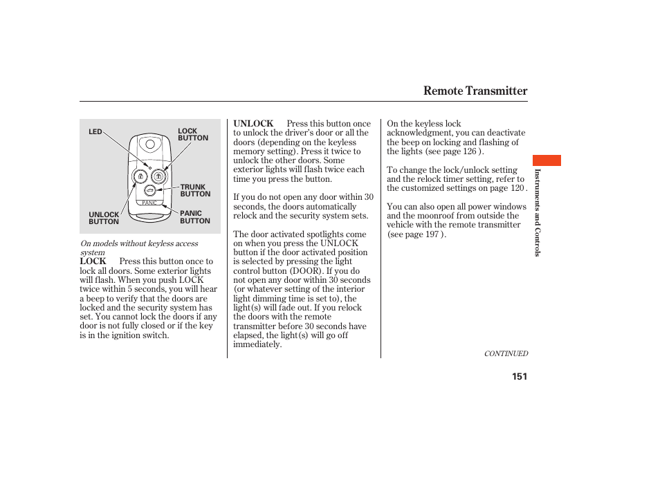 Remote transmitter | Acura 2009 Accord Sedan User Manual | Page 157 / 650
