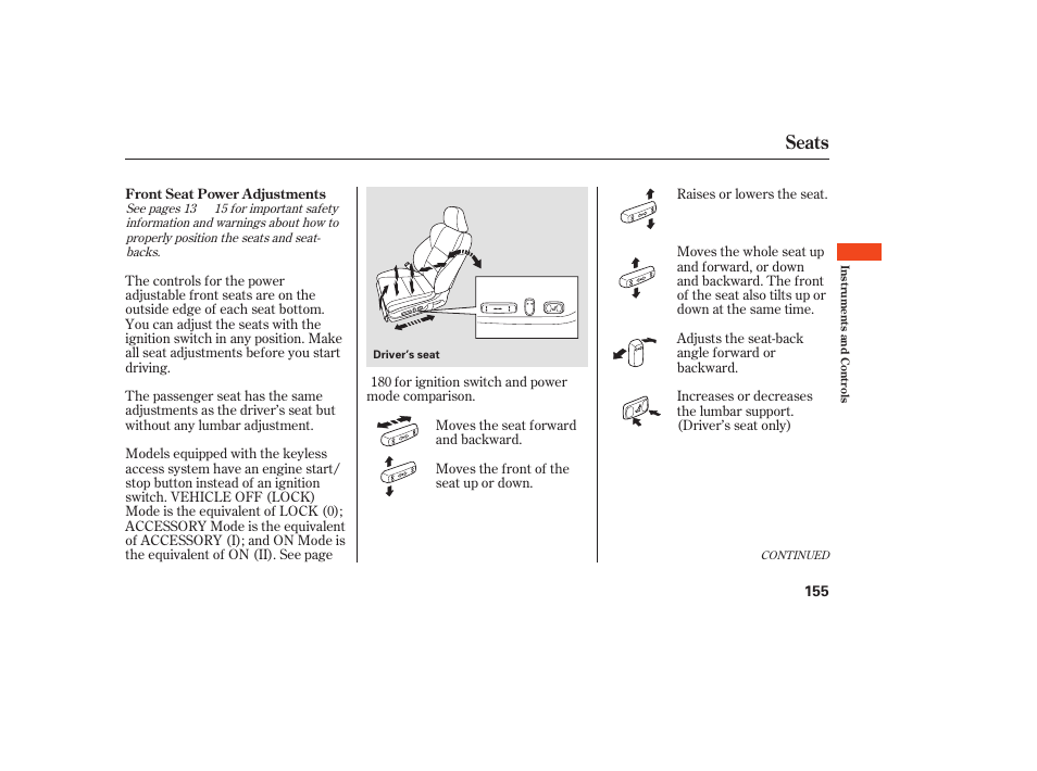 Seats | Acura 2009 Accord Sedan User Manual | Page 161 / 650