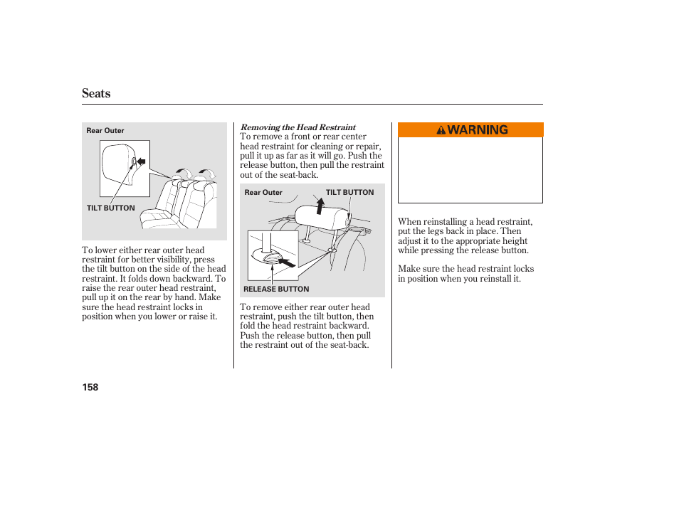 Seats | Acura 2009 Accord Sedan User Manual | Page 164 / 650