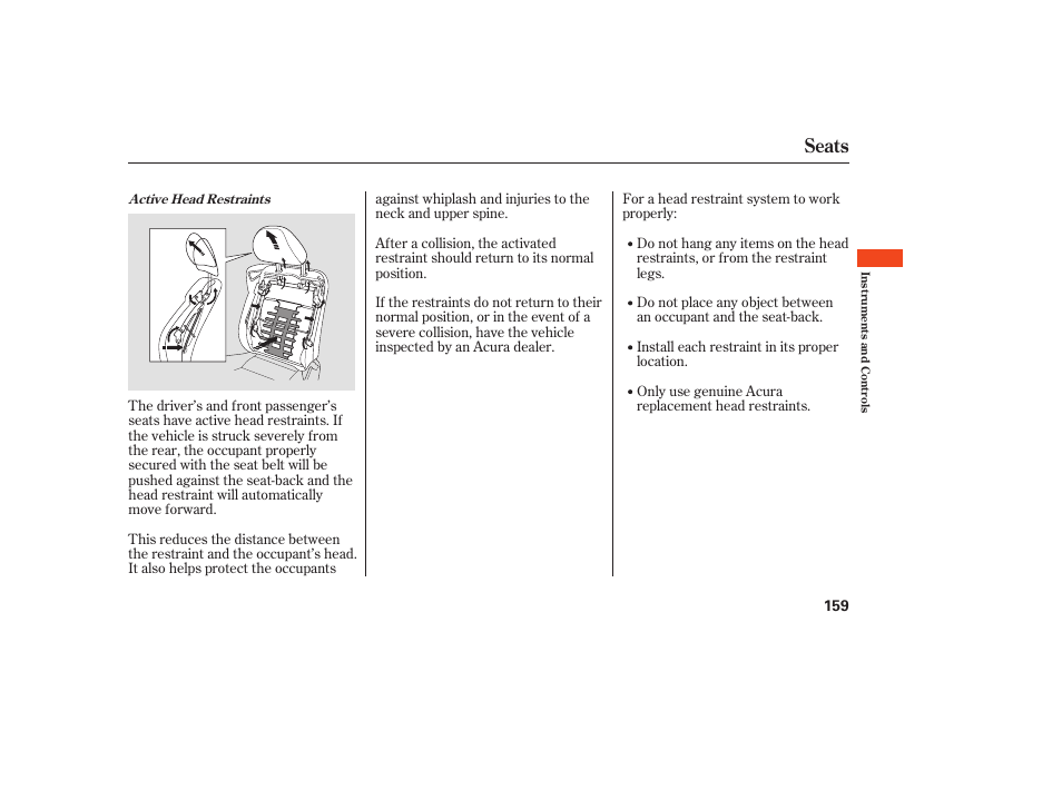 Seats | Acura 2009 Accord Sedan User Manual | Page 165 / 650