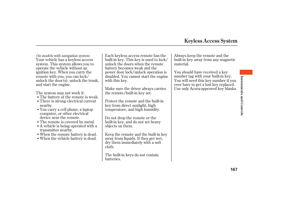 Keyless access system | Acura 2009 Accord Sedan User Manual | Page 173 / 650