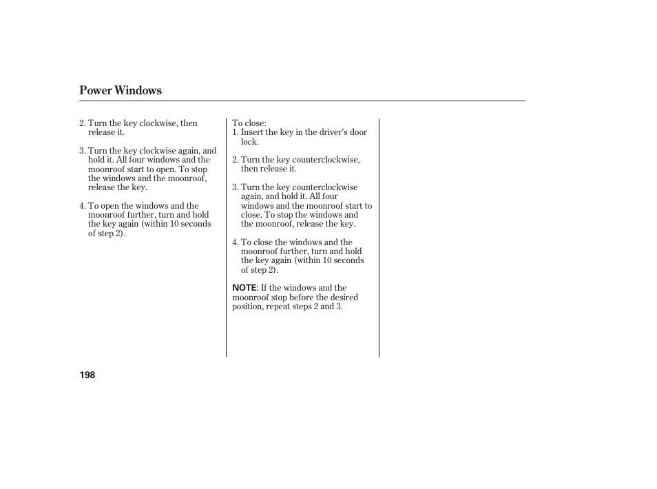 Power windows | Acura 2009 Accord Sedan User Manual | Page 204 / 650