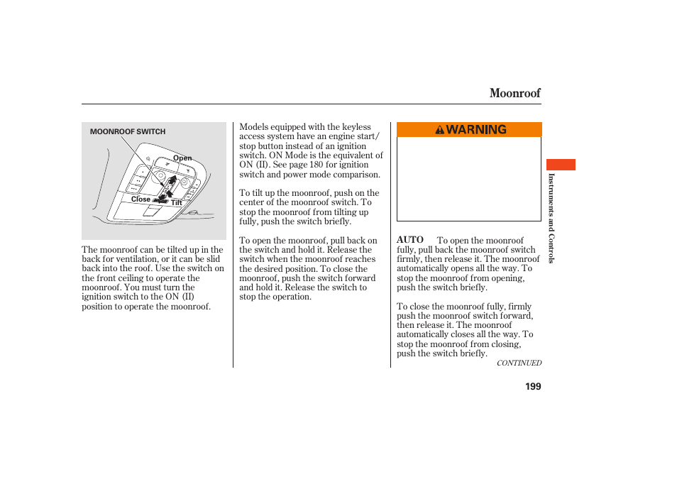 Moonroof | Acura 2009 Accord Sedan User Manual | Page 205 / 650