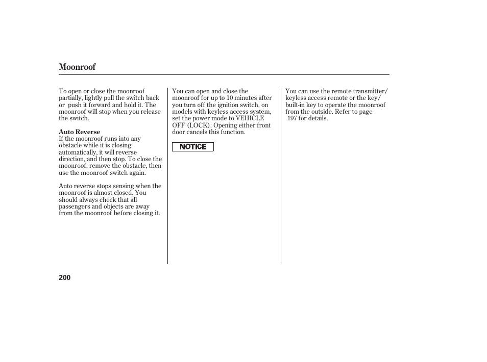 Moonroof | Acura 2009 Accord Sedan User Manual | Page 206 / 650