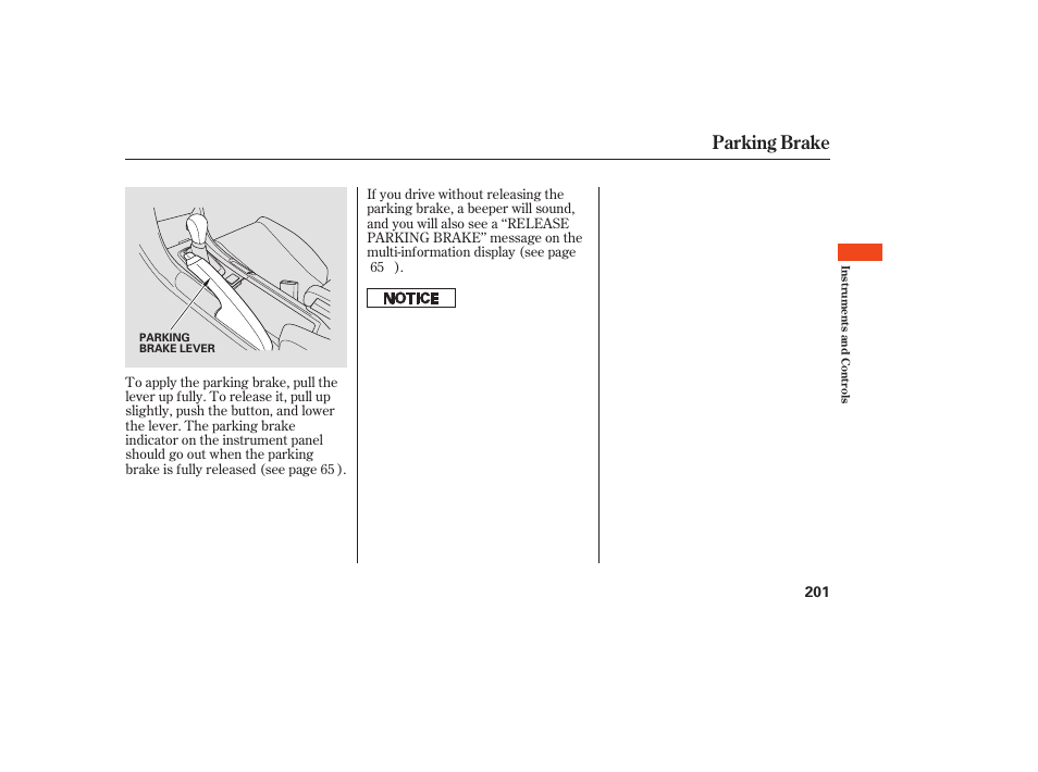 Parking brake | Acura 2009 Accord Sedan User Manual | Page 207 / 650