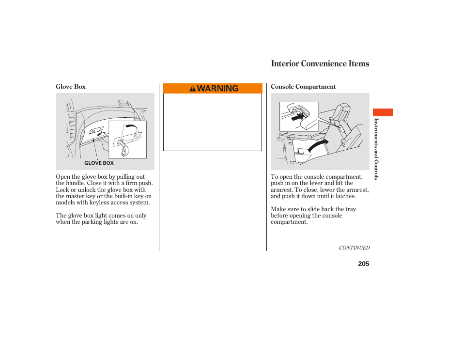 Interior convenience items | Acura 2009 Accord Sedan User Manual | Page 211 / 650