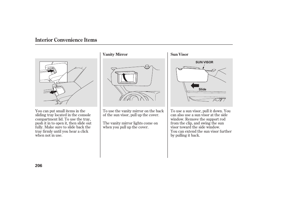 Interior convenience items | Acura 2009 Accord Sedan User Manual | Page 212 / 650