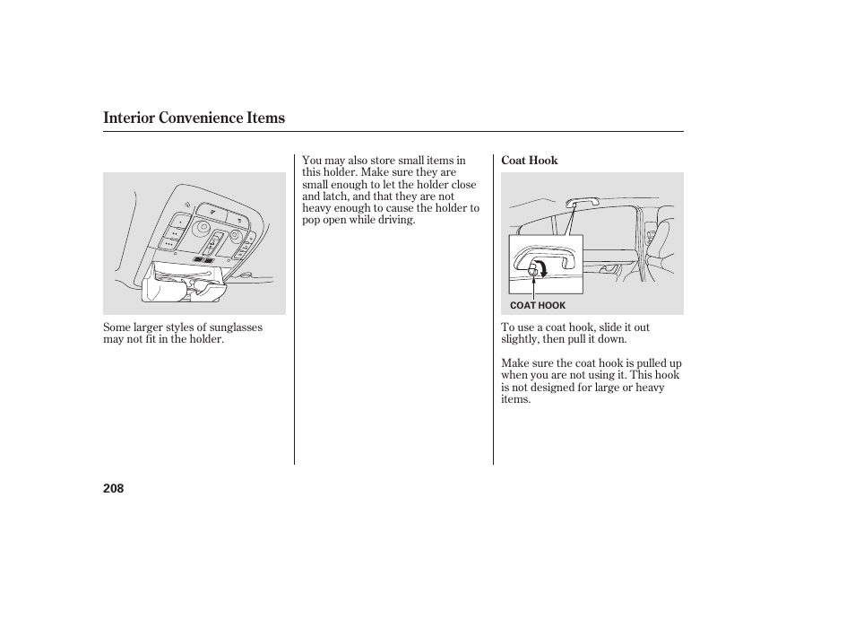 Interior convenience items | Acura 2009 Accord Sedan User Manual | Page 214 / 650