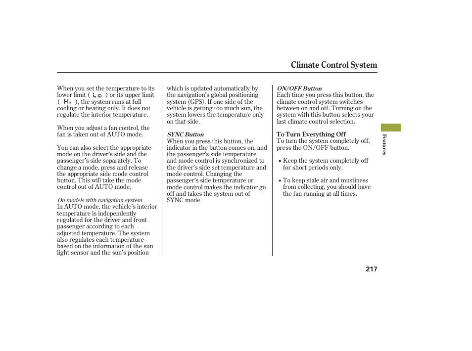 Climate control system | Acura 2009 Accord Sedan User Manual | Page 223 / 650