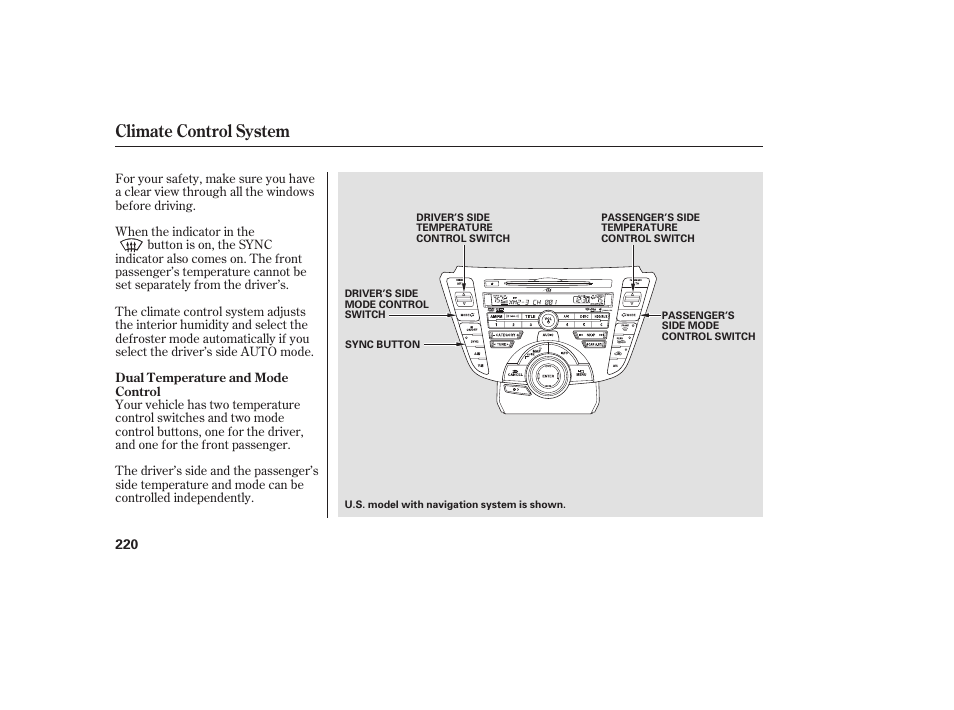 Climate control system | Acura 2009 Accord Sedan User Manual | Page 226 / 650