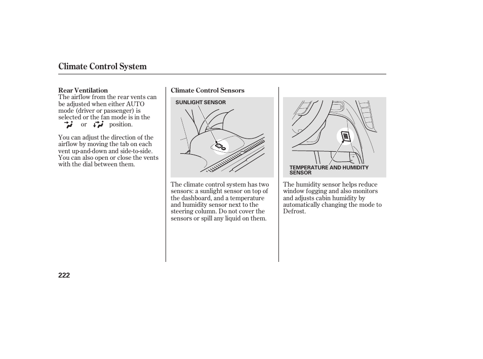 Climate control system | Acura 2009 Accord Sedan User Manual | Page 228 / 650