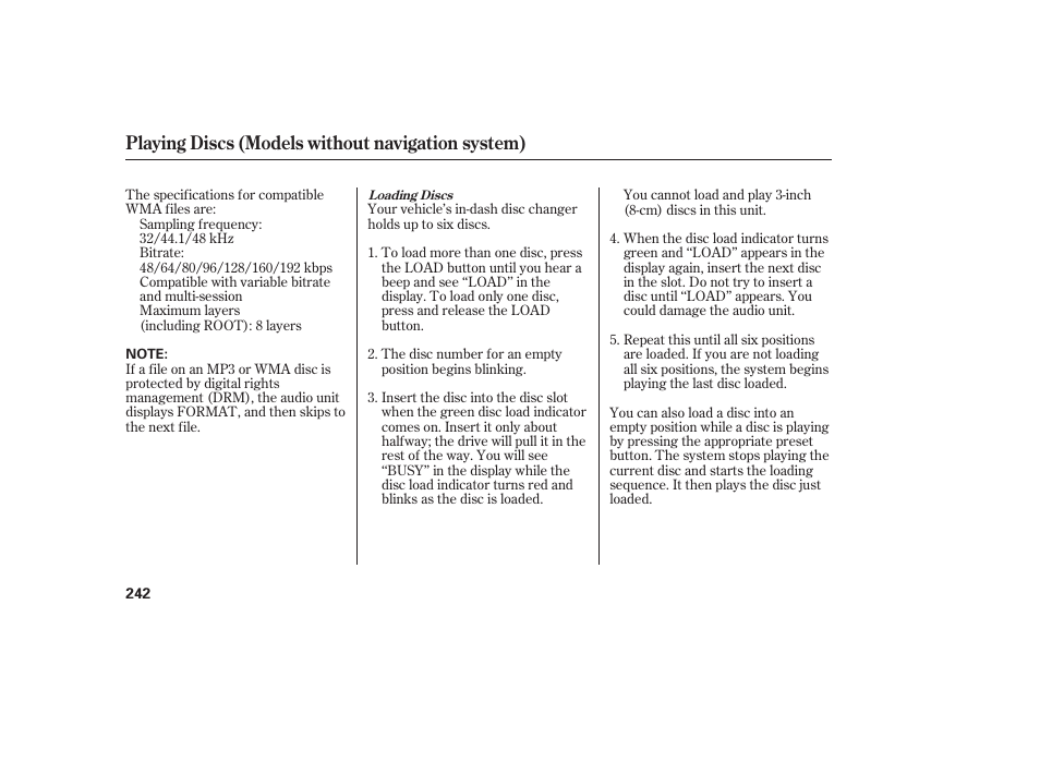 Playing discs (models without navigation system) | Acura 2009 Accord Sedan User Manual | Page 248 / 650