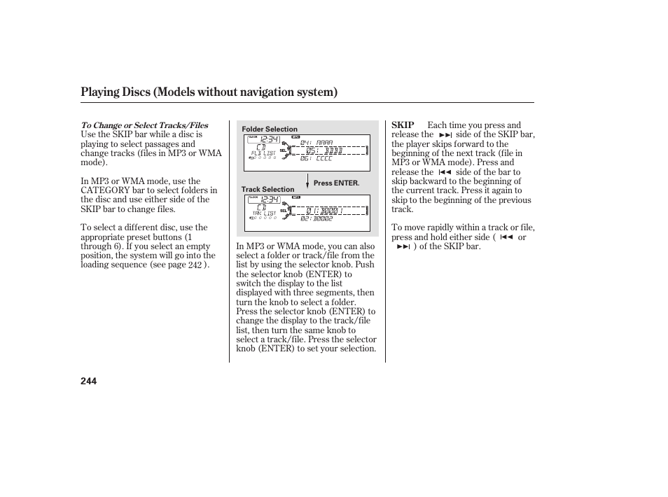 Playing discs (models without navigation system) | Acura 2009 Accord Sedan User Manual | Page 250 / 650