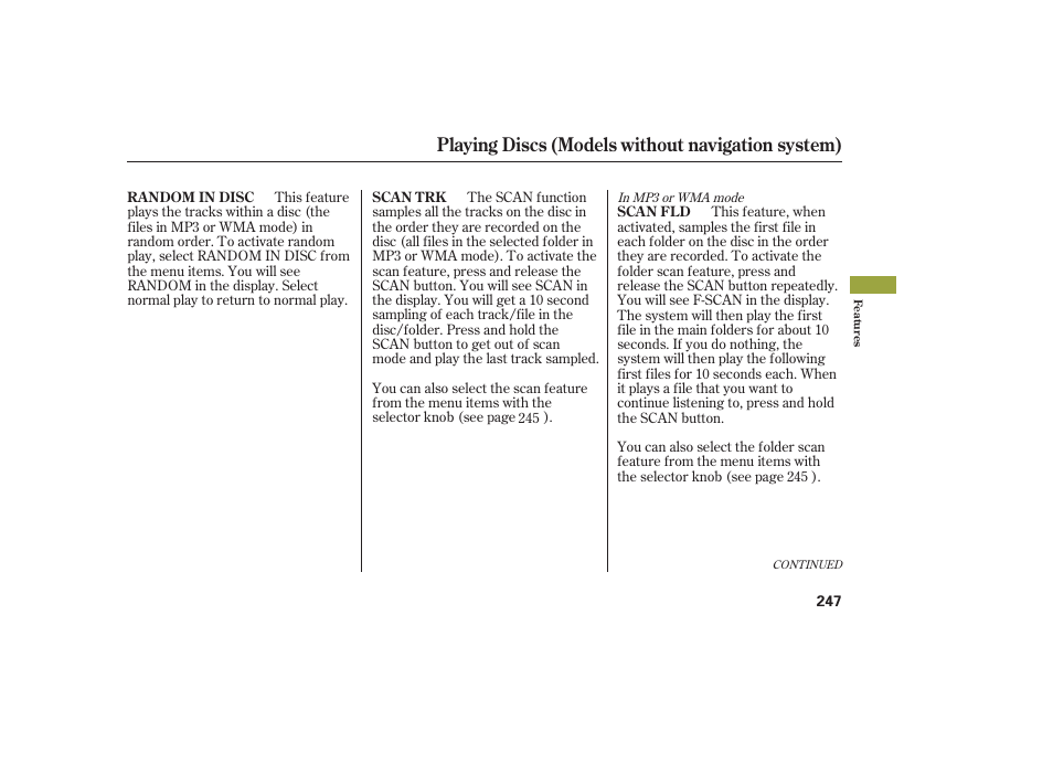 Playing discs (models without navigation system) | Acura 2009 Accord Sedan User Manual | Page 253 / 650