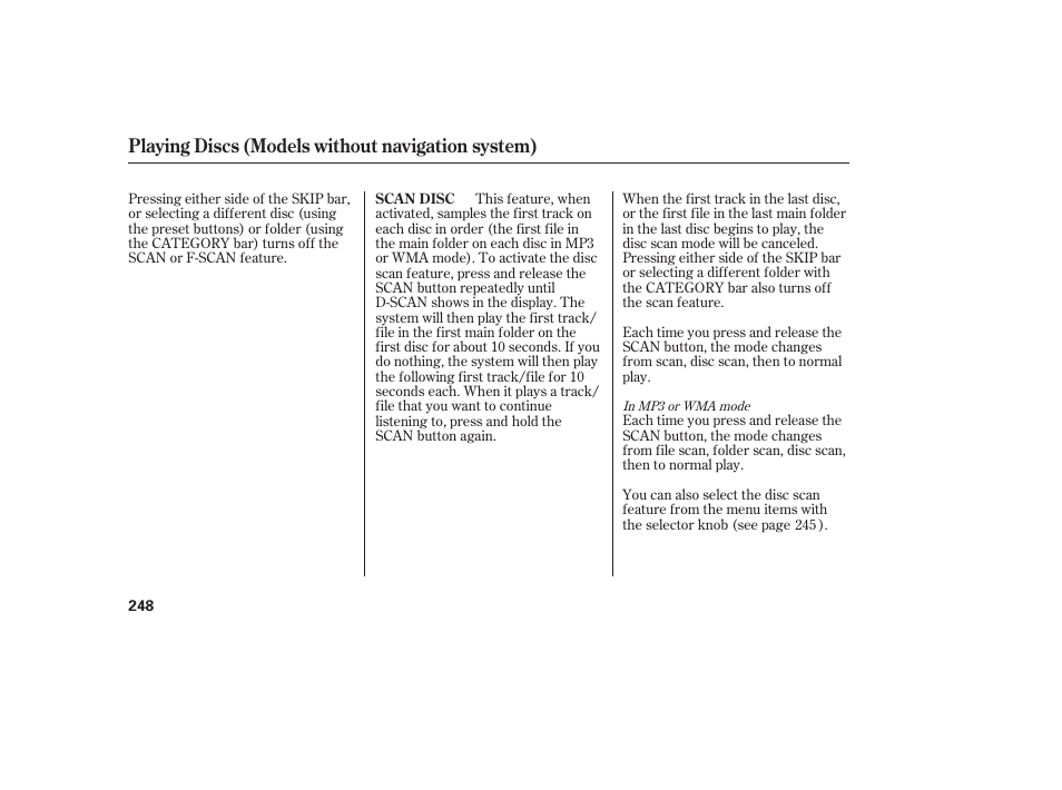 Playing discs (models without navigation system) | Acura 2009 Accord Sedan User Manual | Page 254 / 650