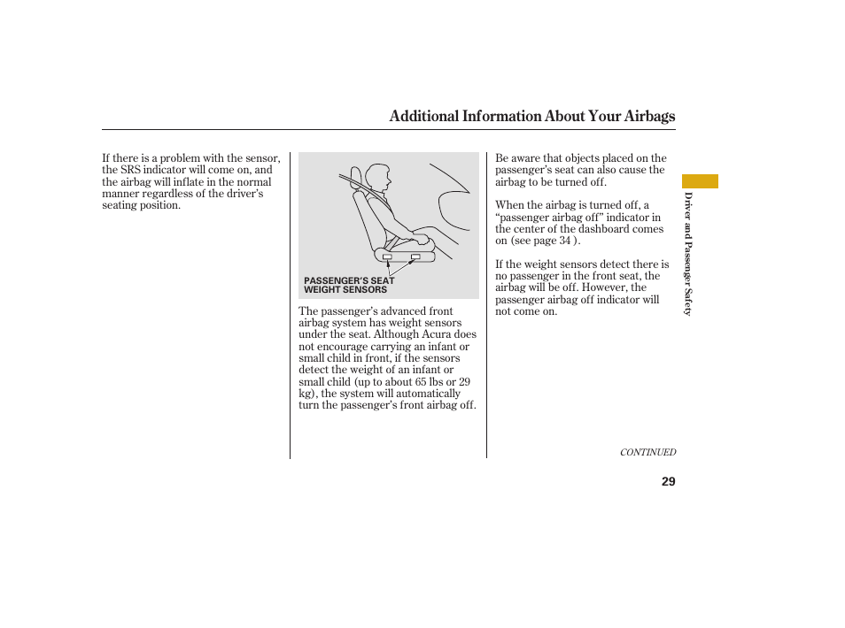 Additional information about your airbags | Acura 2009 Accord Sedan User Manual | Page 35 / 650