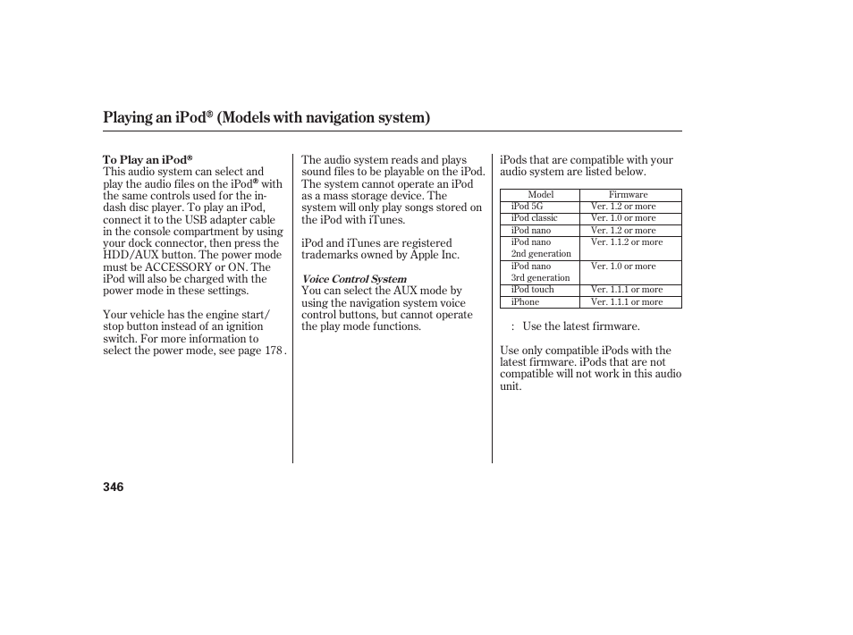 Playing an ipod (models with navigation system) | Acura 2009 Accord Sedan User Manual | Page 352 / 650