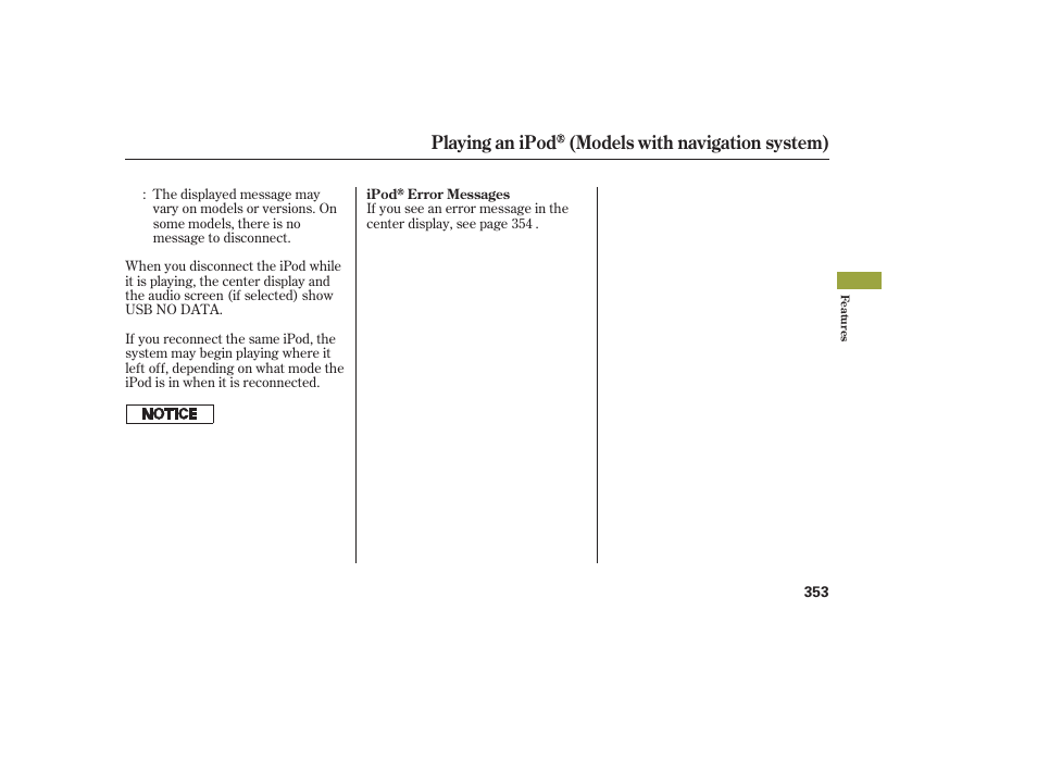 Playing an ipod (models with navigation system) | Acura 2009 Accord Sedan User Manual | Page 359 / 650