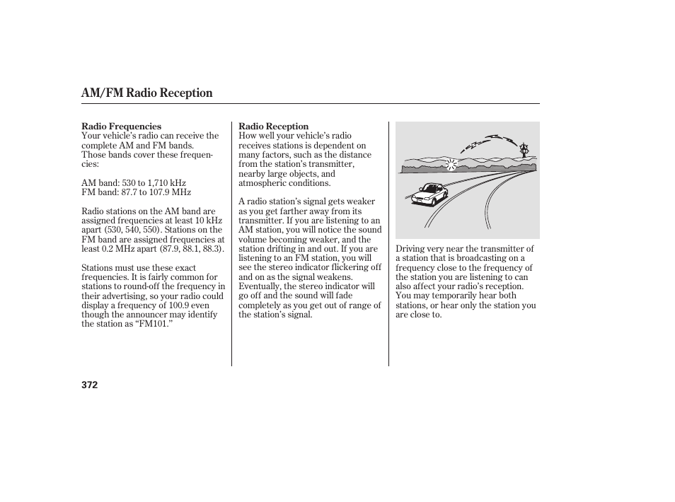 Am/fm radio reception | Acura 2009 Accord Sedan User Manual | Page 378 / 650