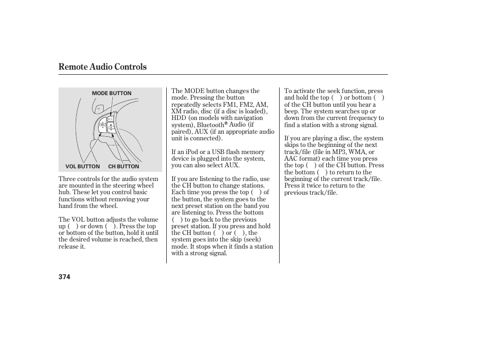 Remote audio controls | Acura 2009 Accord Sedan User Manual | Page 380 / 650