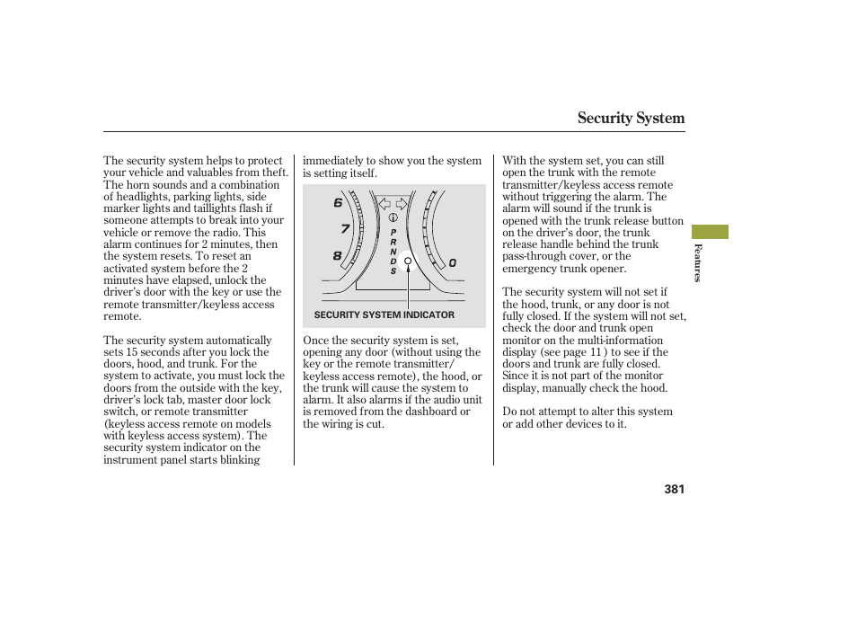 Security system | Acura 2009 Accord Sedan User Manual | Page 387 / 650