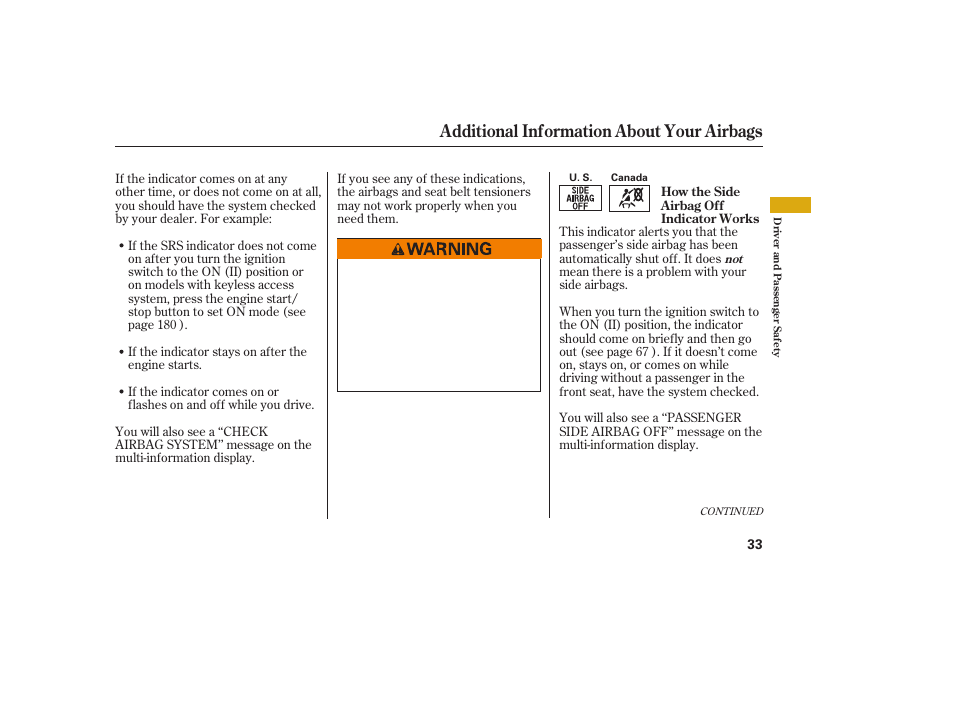 Additional information about your airbags | Acura 2009 Accord Sedan User Manual | Page 39 / 650