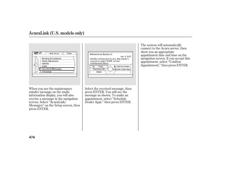 Acuralink (u.s. models only) | Acura 2009 Accord Sedan User Manual | Page 480 / 650